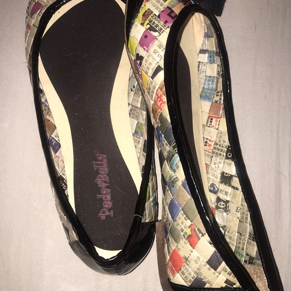 Patent printed flats All Black (Anthropologie) 40